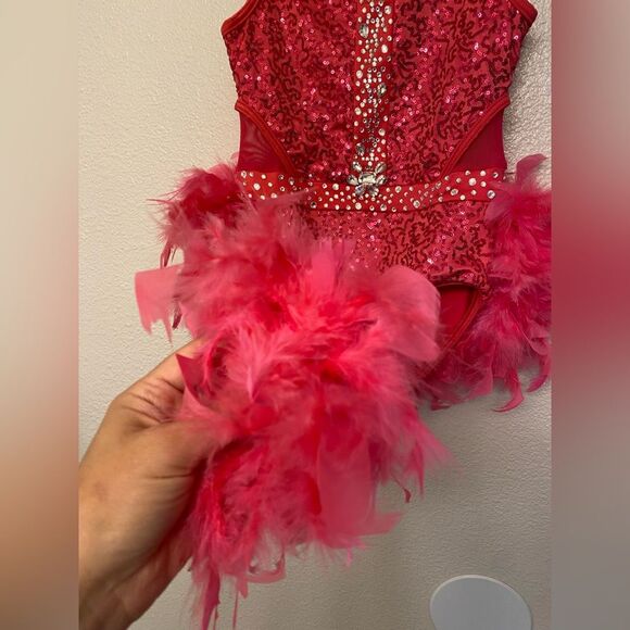 Weissman solo glam custom Dance costume hot pink pink feather Get Happy 14101 MC - Picture 8 of 14